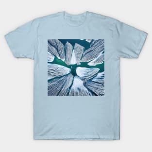 Aerial top view of frozen lake among snow winter landscape T-Shirt